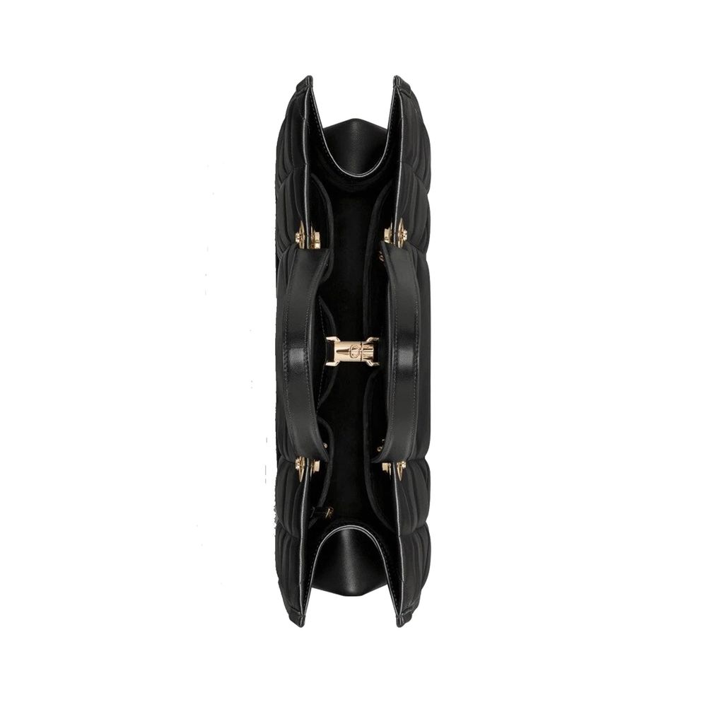 Dior Large Black Leather Push-Lock Tote Bag