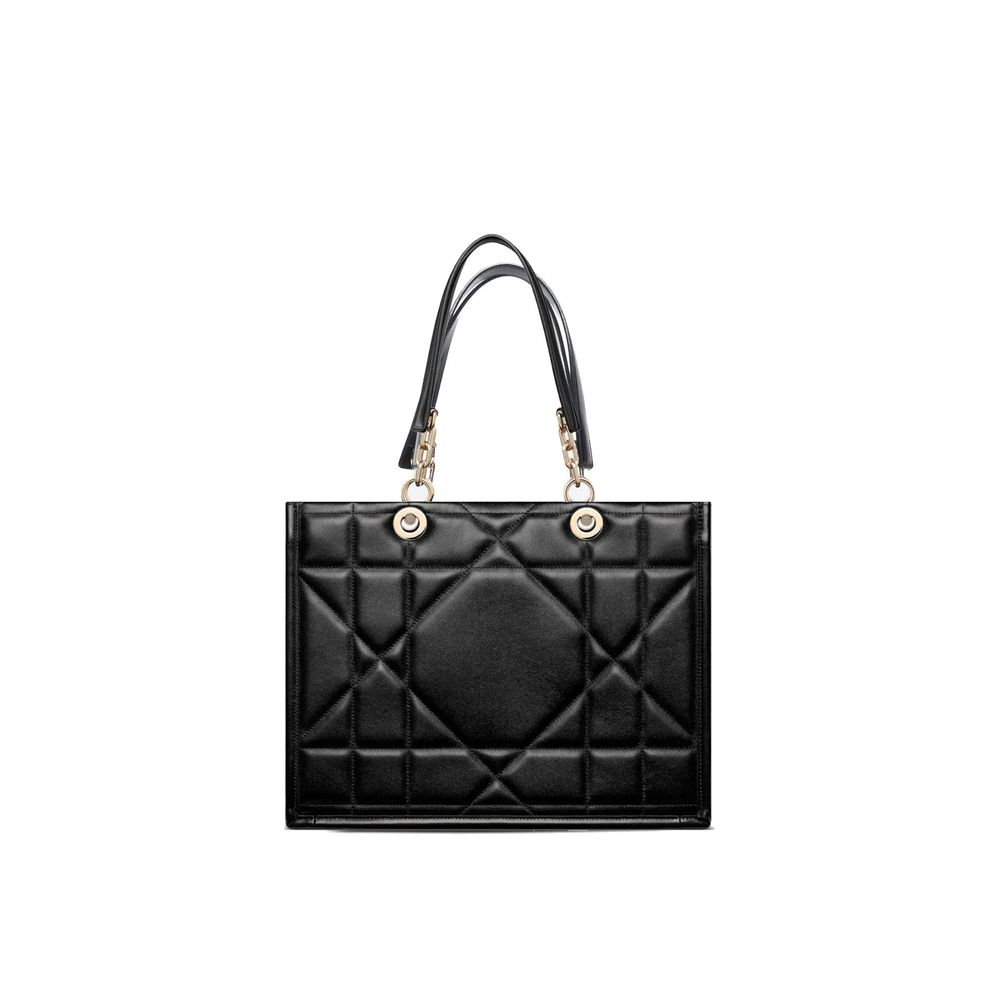 Dior Medium Black Leather Shoulder Tote Bag