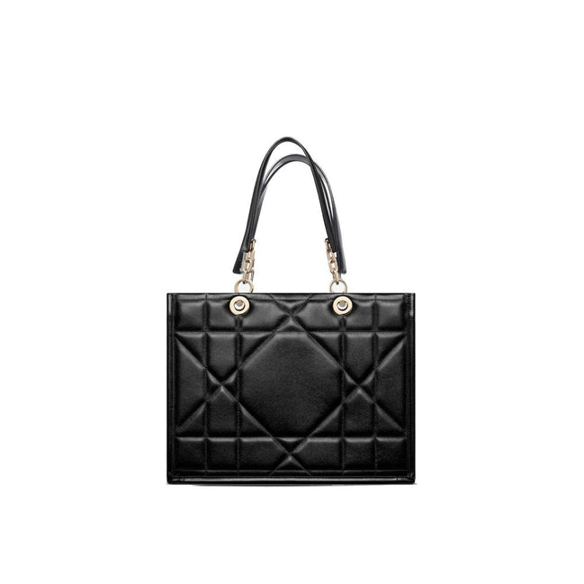Dior Medium Black Leather Shoulder Tote Bag
