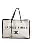 Chanel Ladies First White and Black Canvas Shopper Tote Bag