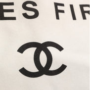 Chanel Ladies First White and Black Canvas Shopper Tote Bag