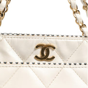 Chanel Shiny Calfskin Quilted Mini 22 White 1792563