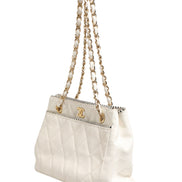 Chanel Shiny Calfskin Quilted Mini 22 White 1792563
