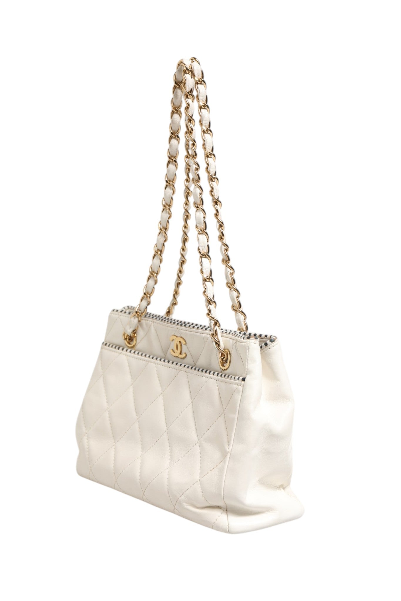 Chanel Shiny Calfskin Quilted Mini 22 White 1792563