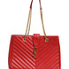 Saint Laurent Red Chevron Quilted Grained Leather Monogram Tote Bag