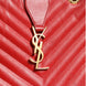 Saint Laurent Red Chevron Quilted Grained Leather Monogram Tote Bag