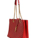 Saint Laurent Red Chevron Quilted Grained Leather Monogram Tote Bag