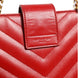 Saint Laurent Red Chevron Quilted Grained Leather Monogram Tote Bag