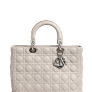 Christian Dior Lady Dior Large Grey Cannage Lambskin Bag
