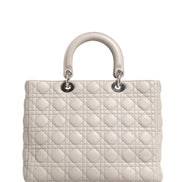 Christian Dior Lady Dior Large Grey Cannage Lambskin Bag