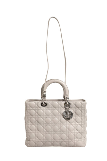 Christian Dior Lady Dior Large Grey Cannage Lambskin Bag