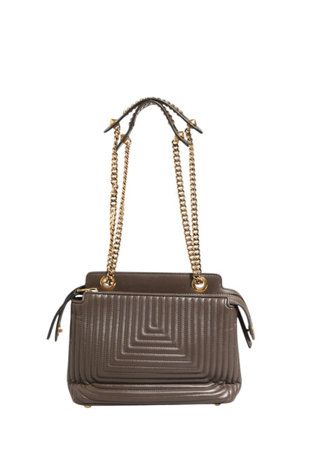 Μικρή Τσάντα Ώμου Fendi Dotcom Click Καφέ Δέρμα Αρνιού