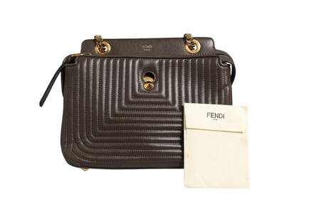 Μικρή Τσάντα Ώμου Fendi Dotcom Click Καφέ Δέρμα Αρνιού