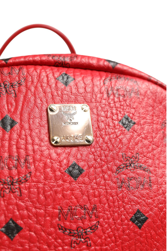 MCM Medium Stark Studded Visetos Backpack - Red