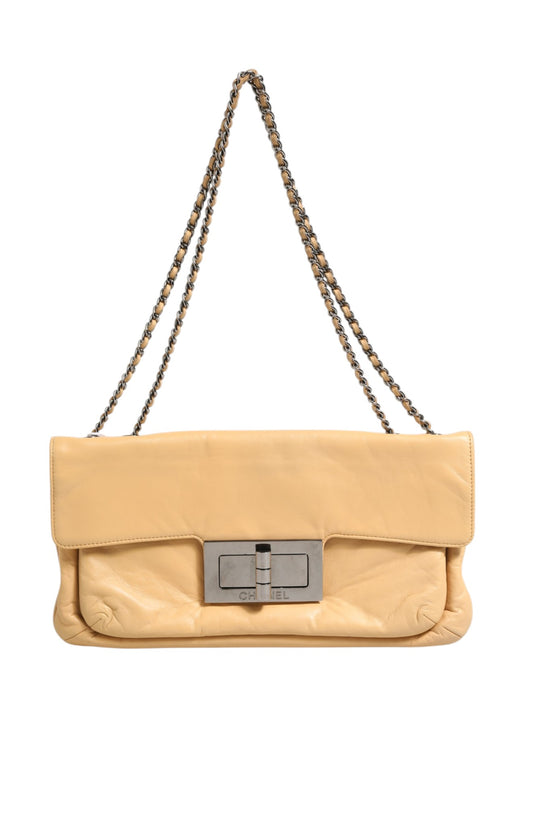 Chanel Beige Lambskin Giant Reissue Mademoiselle Lock Flap Bag