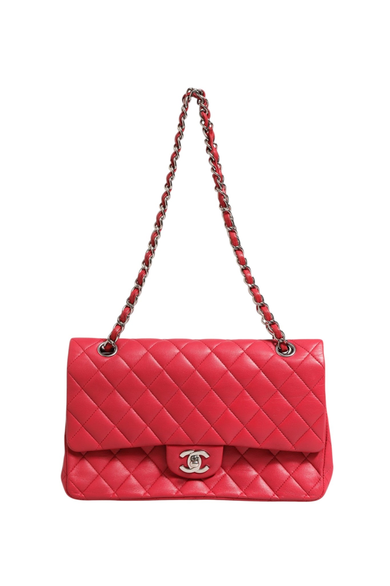 Chanel Classic Medium 25 Red Quilted Leather Flap Bag