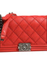 Chanel Red Diamond Stitch Calfskin Leather New Medium Boy Bag