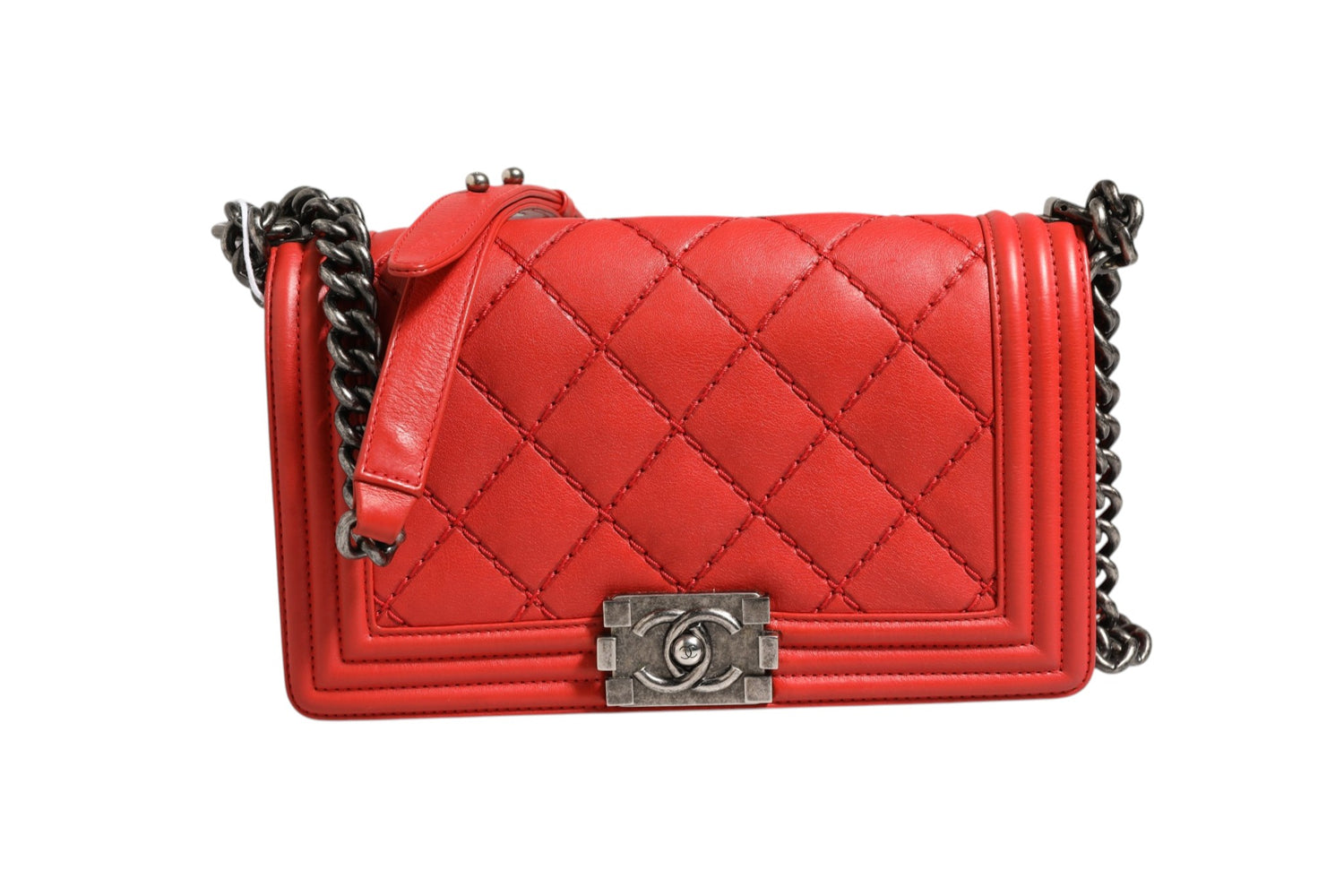 Chanel Boy New Medium Red Diamond-Quilted Calfskin Shoulder Bag