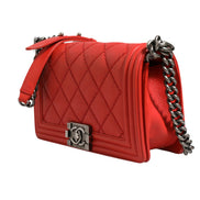 Chanel Boy New Medium Red Diamond-Quilted Calfskin Shoulder Bag
