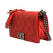 Chanel Red Diamond Stitch Calfskin Leather New Medium Boy Bag