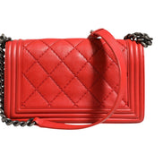 Chanel Boy New Medium Red Diamond-Quilted Calfskin Shoulder Bag