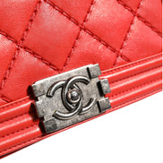 Chanel Boy New Medium Red Diamond-Quilted Calfskin Shoulder Bag