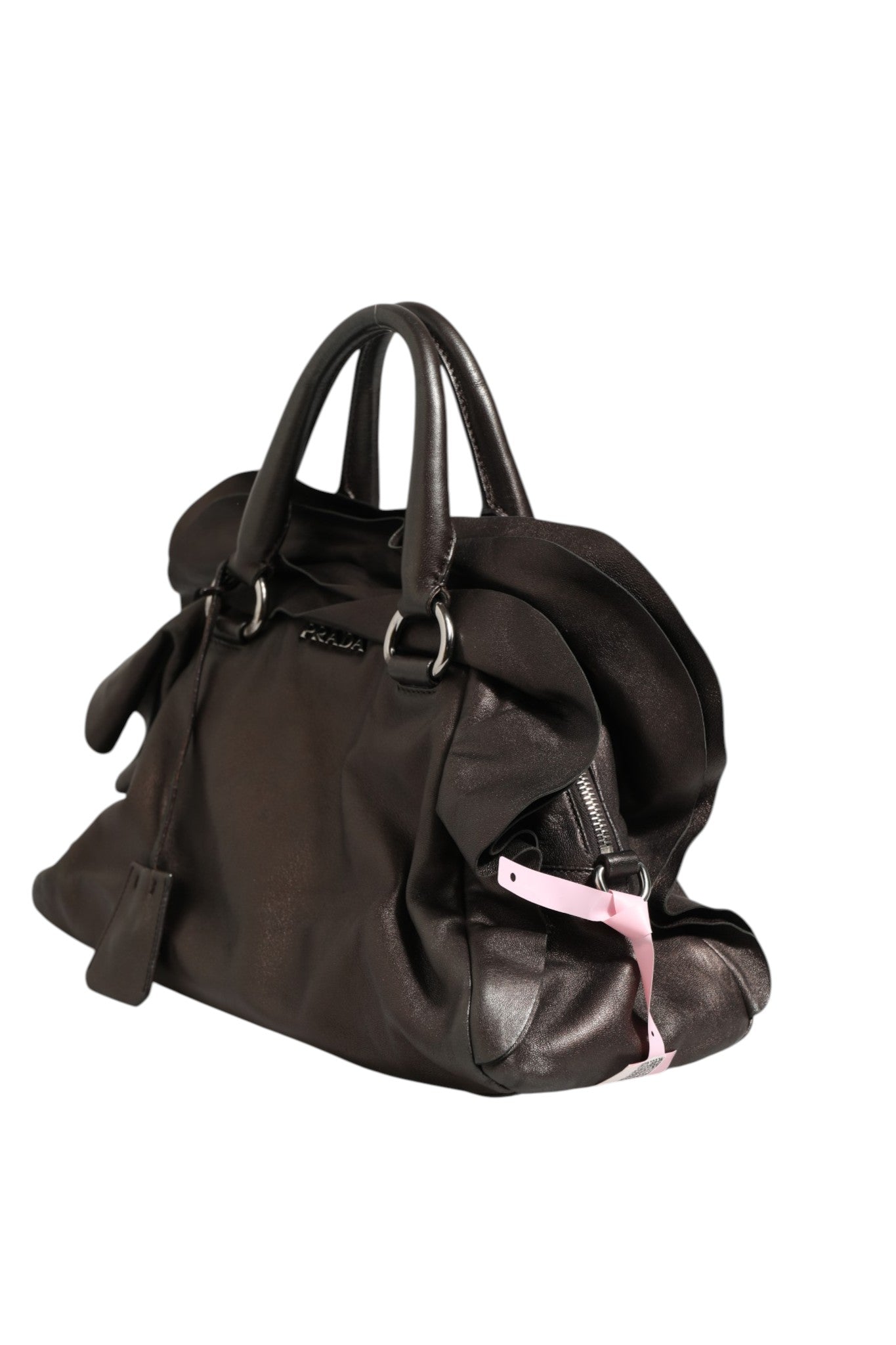 Prada Metallic Nappa Leather Ruffle Shoulder Bag