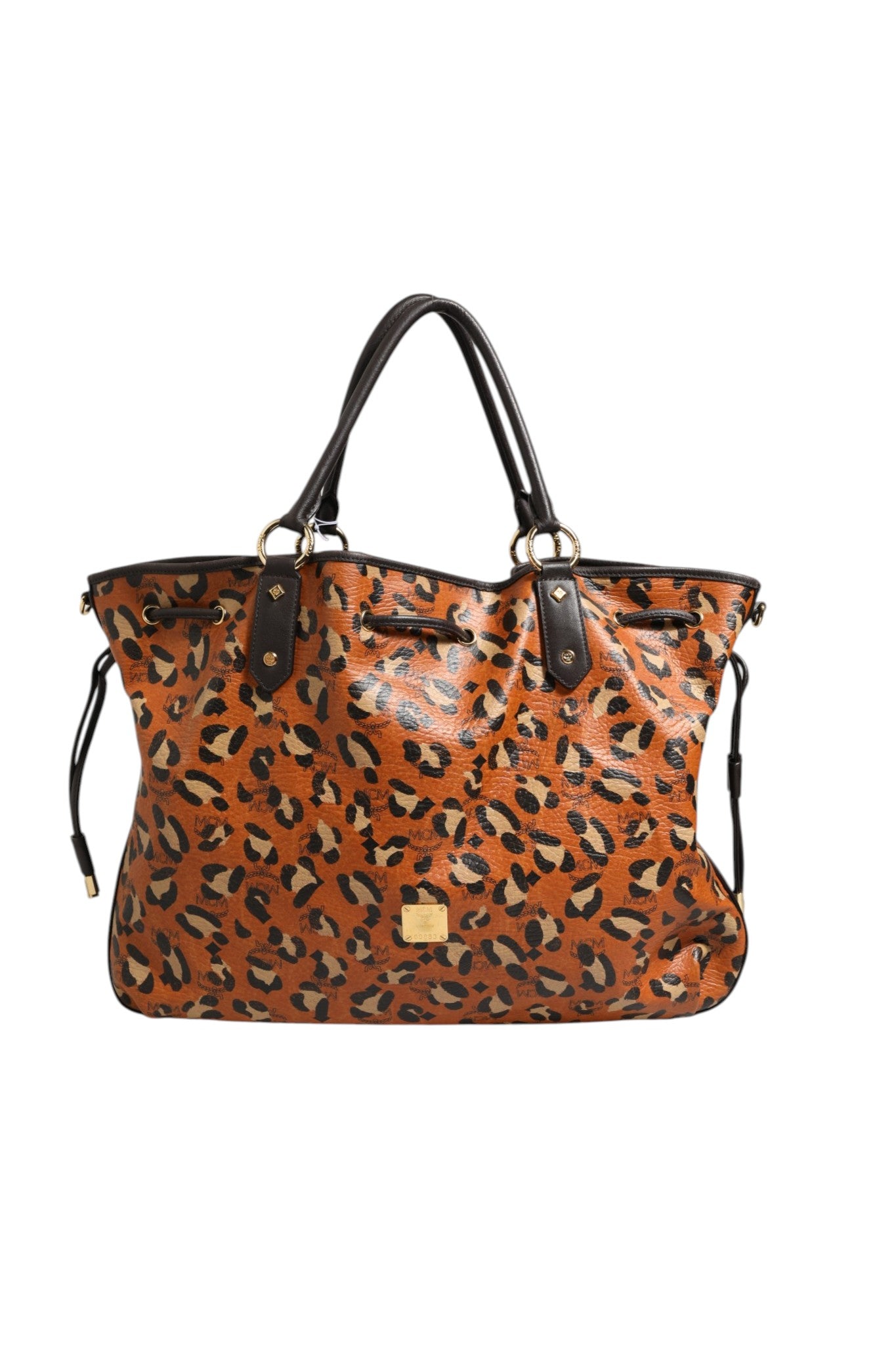 MCM Visetos Leopard Aren Medium Shopper Tote