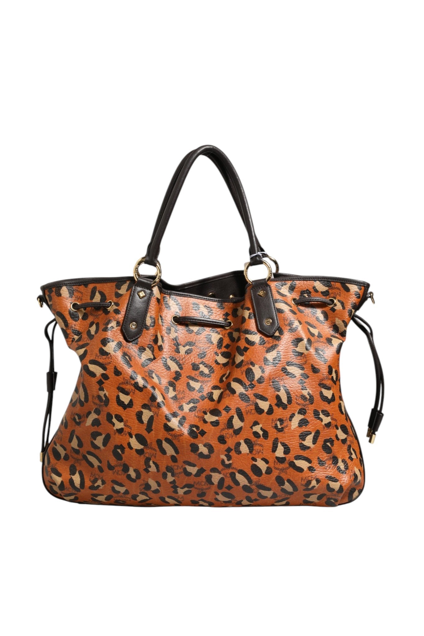MCM Visetos Leopard Aren Medium Shopper Tote