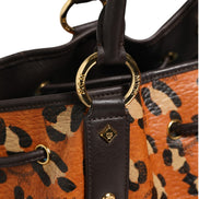MCM Visetos Leopard Aren Medium Shopper Tote