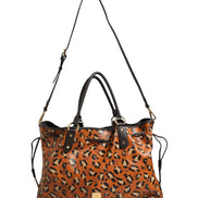 MCM Visetos Leopard Aren Medium Shopper Tote