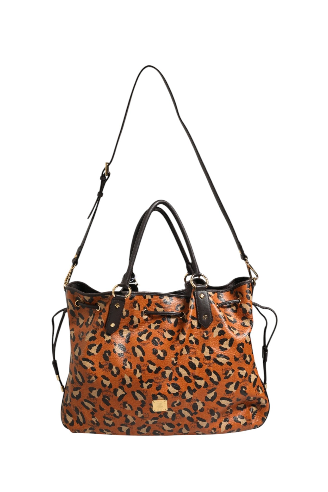 MCM Visetos Leopard Aren Medium Shopper Tote