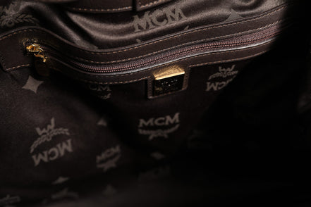 MCM Visetos Leopard Aren Medium Shopper Tote