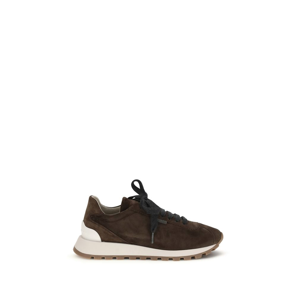 Brunello Cucinelli Brown Calf Leather Bos Taurus Athletic Sneakers