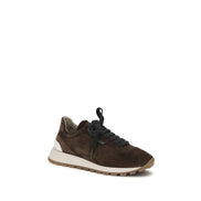 Brunello Cucinelli Brown Calf Leather Bos Taurus Athletic Sneakers