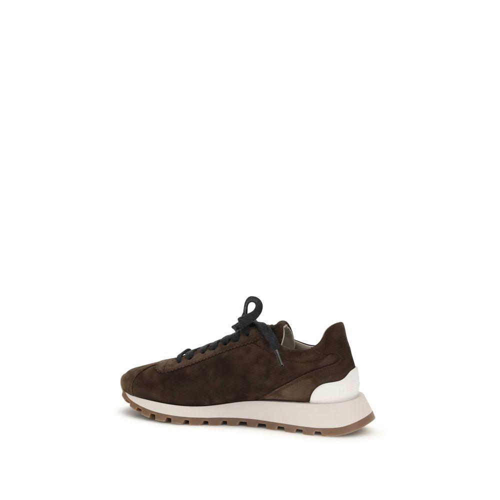 Brunello Cucinelli Brown Calf Leather Bos Taurus Athletic Sneakers