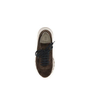 Brunello Cucinelli Brown Calf Leather Bos Taurus Athletic Sneakers