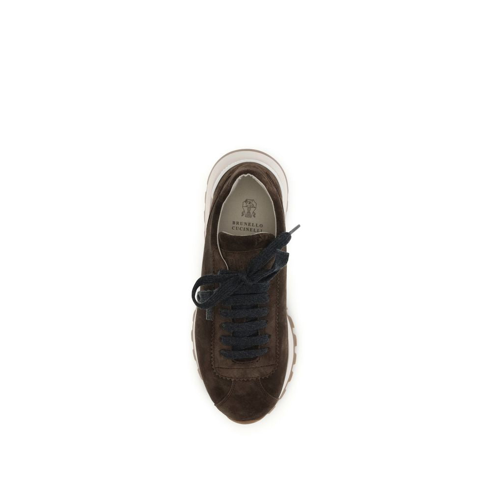 Brunello Cucinelli Brown Calf Leather Bos Taurus Athletic Sneakers