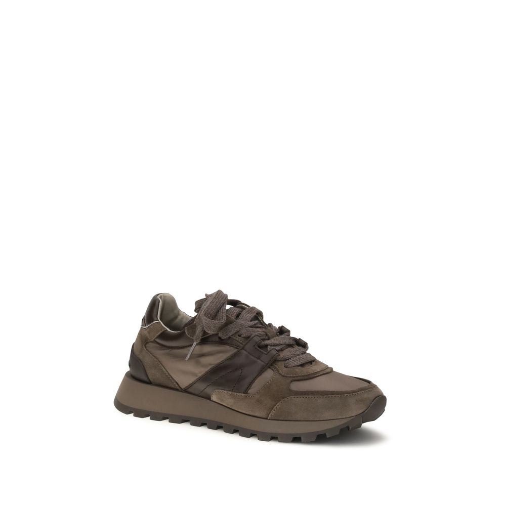 Brunello Cucinelli Brown Calf Leather Bos Taurus Athletic Sneakers