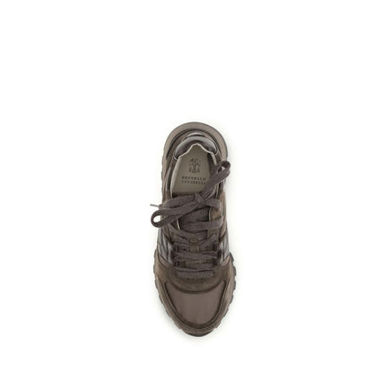 Brunello Cucinelli Brown Calf Leather Bos Taurus Athletic Sneakers