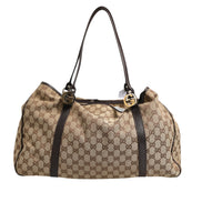 Gucci Beige and Black Canvas Twins Medium Tote Bag