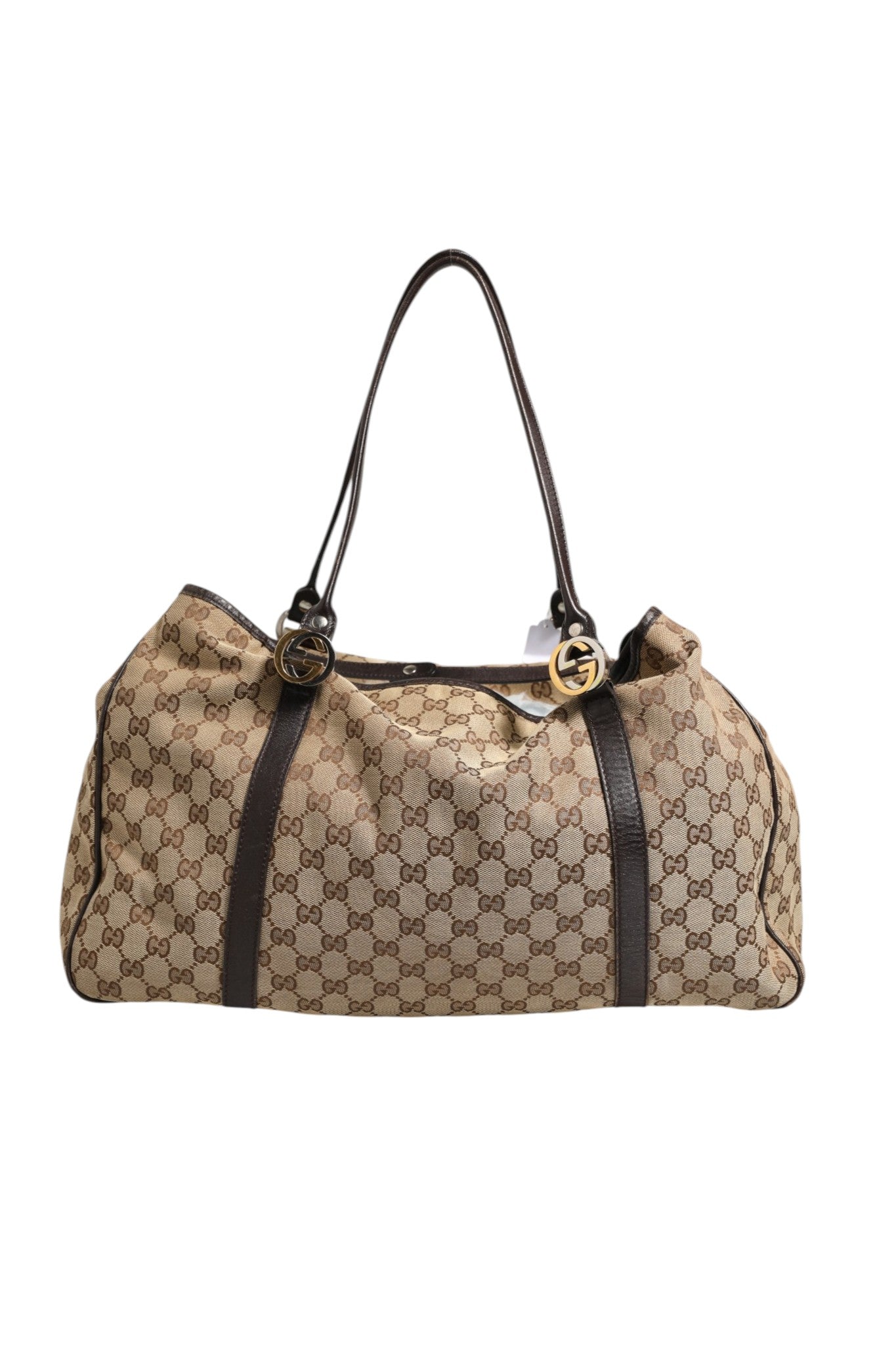 Gucci Beige and Black Canvas Twins Medium Tote Bag