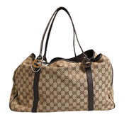 Gucci Beige and Black Canvas Twins Medium Tote Bag
