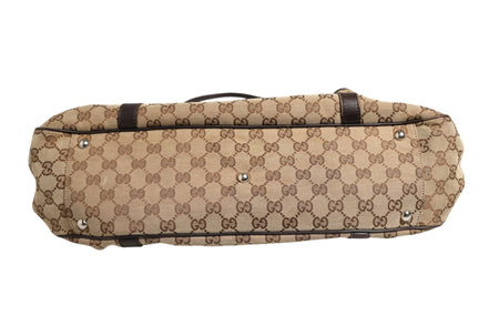 Gucci Beige and Black Canvas Twins Medium Tote Bag