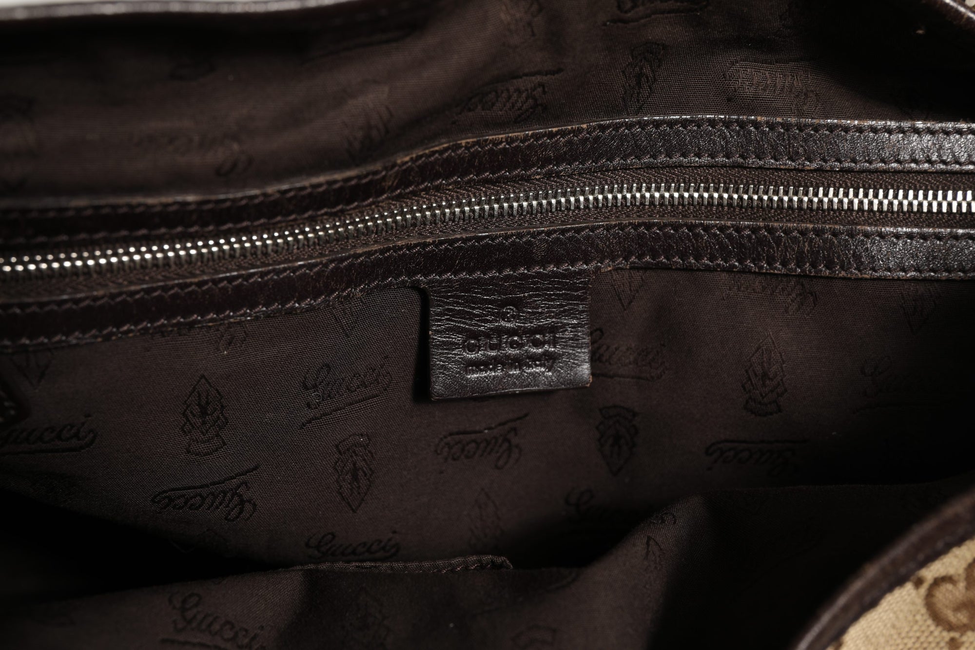 Gucci Beige and Black Canvas Twins Medium Tote Bag