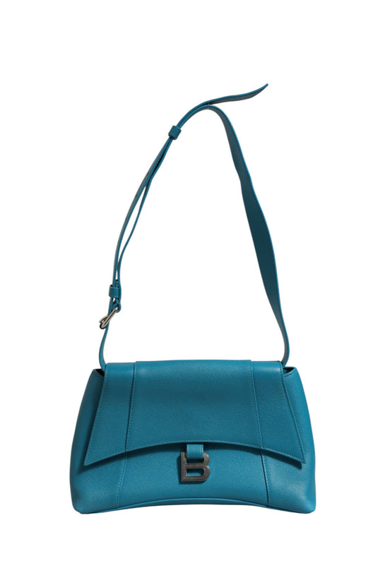 Balenciaga Calfskin S Downtown Blue Shoulder Bag
