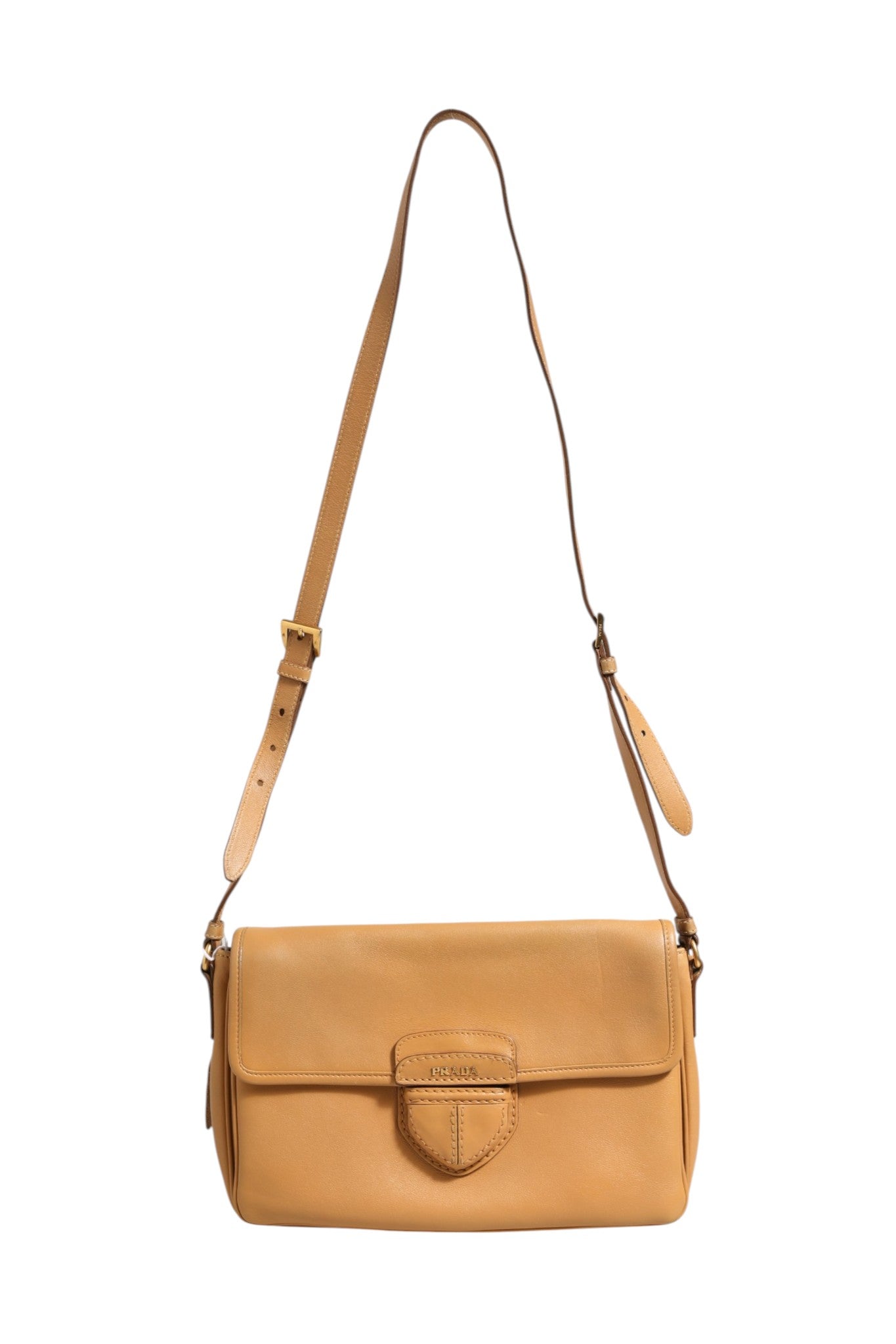 Prada Sidonie Beige Pebble Leather shoulder bag