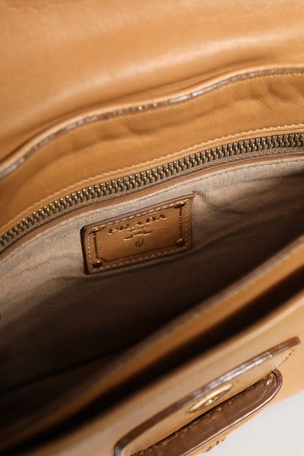 Prada Sidonie Beige Pebble Leather shoulder bag