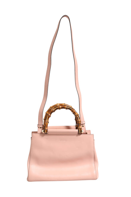 Gucci Pink And White Calfskin Small Nymphaea Top Handle Bag