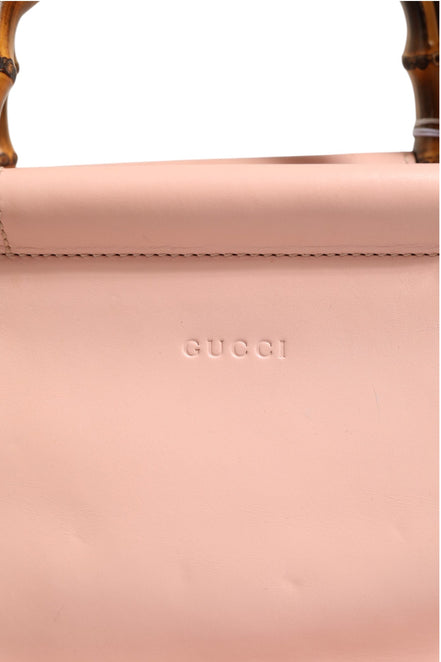 Gucci Pink And White Calfskin Small Nymphaea Top Handle Bag